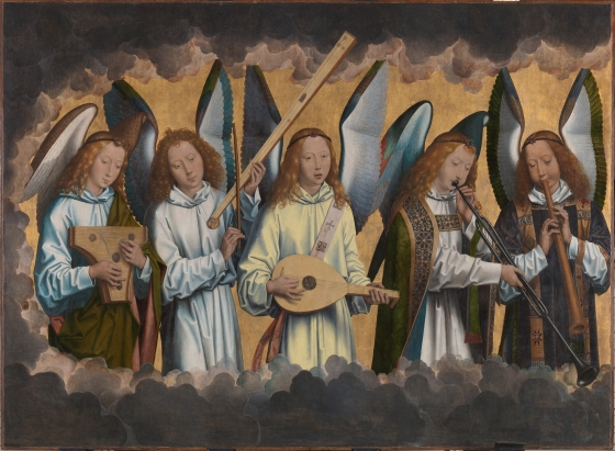 Hans Memling, Christ with singing and music-making Angels (after restoration), KMSKA, Lukas - Art in Flanders, Rik Klein Gotink.