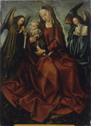The Virgin and Child Between Two Angels - Master of Frankfurt - 1495