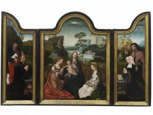 Madonna with the Saints Catherine and Barbara - Master of the Holy Blood - 1509 - 1529