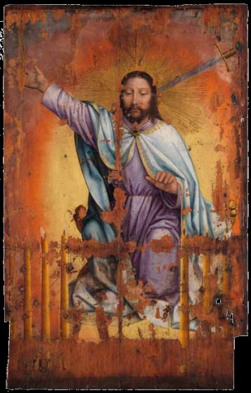 Meester van het Heilig Bloed, TaMeester van het Heilig Bloed, Taferelen uit de Apocalyps en Annunciatie (voor restauratie), na ± 1513, Groeningemuseum Brugge.
