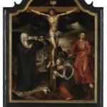 Christus aan het kruis met Maria, Johannes en Maria Magdalena - Pieter I Claeissens - 1567