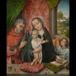 Heilige Familie met een engel - Brugse Meester van 1499 (school van)