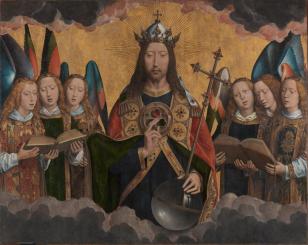Hans Memling, Christus met zingende en musicerende engelen, KMSKA.
