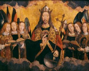 Hans Memling, Christ with singing and music-making Angels 