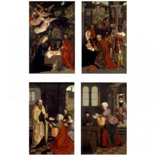 The Adoration of the Shepherds and the Kings and Elisha and the widow's oil - Bruges, First quarter of the 16th Century Anonymous Master - 1500 - 1524