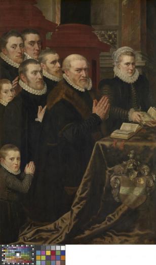 Calvary and the Family of Gillis de Smidt en Maria de Deckere - Adriaen Thomasz. Key - 1575