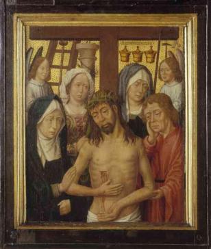 Man van Smarten omringd door Passiewerktuigen - Hans Memling - 1476 - 1510