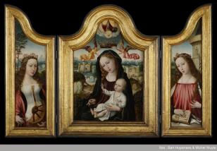 Triptych of the Virgin and Child with Saints Catherine and Barbara - Master of the Legend of the Holy Magdalen - 1500